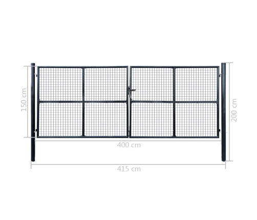 vidaXL, sieta žogs, cinkots tērauds, 400x150 cm, pelēks