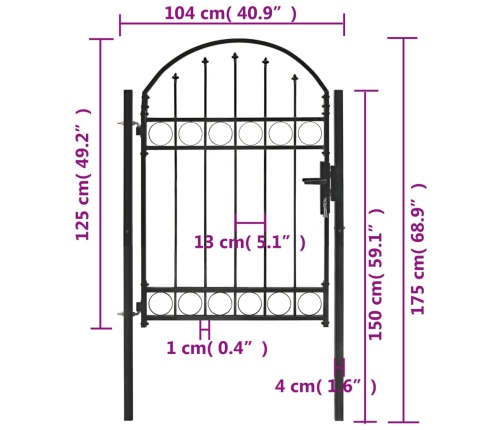 Žoga Vārti Ar Arkveida Formu, 100X125 Cm, Melns Tērauds Vidaxl