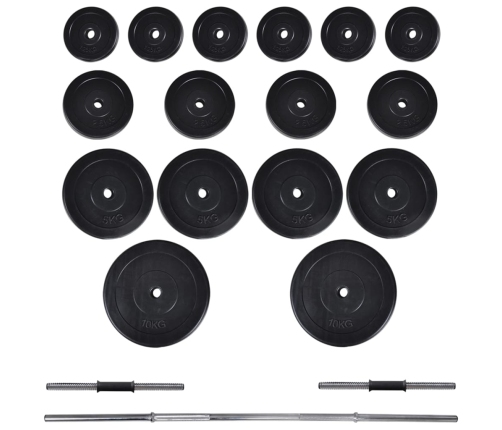 vidaXL trenažiera sols ar hantelēm un svaru stieni, 60,5 kg