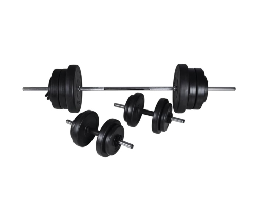 vidaXL treniņu sols ar hantelēm un stieni, 60,5 kg