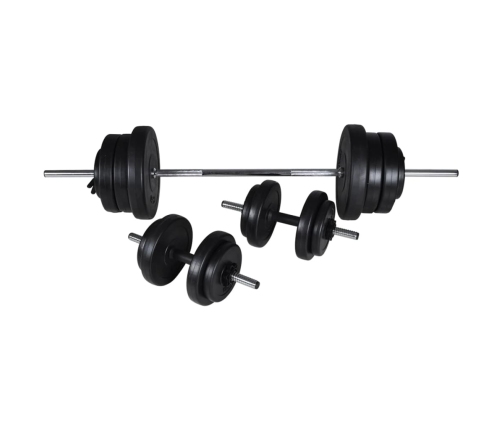 vidaXL svaru stieņa statīvs ar stieni un hantelēm, 60,5 kg