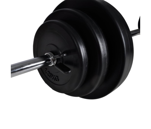 vidaXL svaru stieņa statīvs ar stieni un hantelēm, 30,5 kg