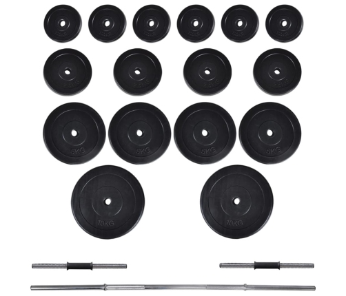 vidaXL spēka stacija ar hantelēm un svaru stieni, 60,5 kg