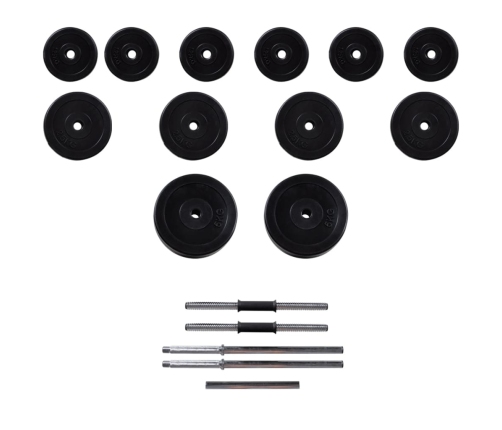 vidaXL spēka stacija ar hantelēm un svaru stieni, 30,5 kg