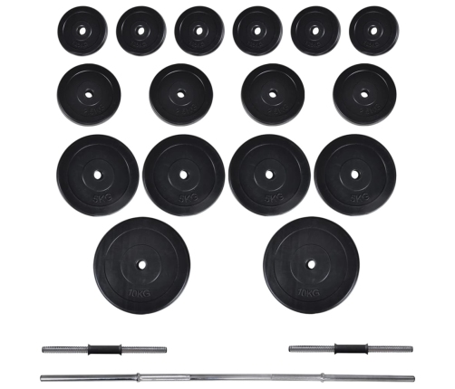 vidaXL treniņu sols ar statīvu, hantelēm un stieni, 60,5 kg