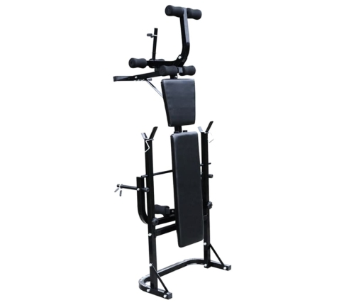 vidaXL svarcelšanas sols ar statīvu, hantelēm un stieni, 60,5 kg