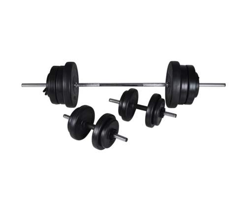 vidaXL svarcelšanas sols ar statīvu, hantelēm un stieni, 60,5 kg