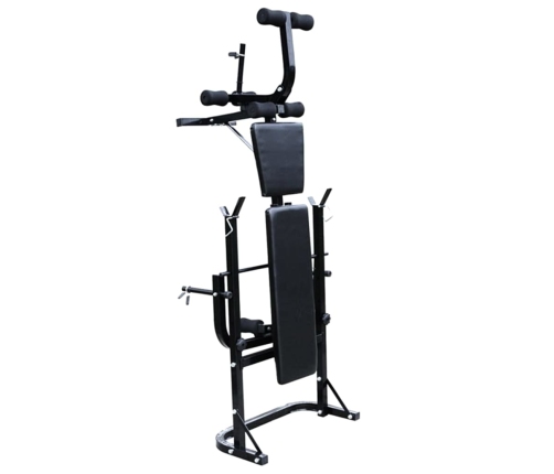 vidaXL svarcelšanas sols ar statīvu, hantelēm un stieni, 30,5 kg