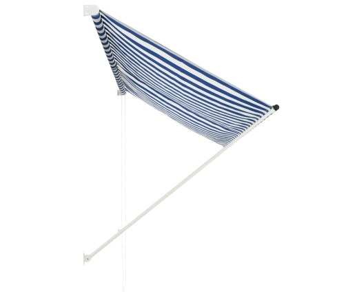 vidaXL markīze, 250x150 cm, sarullējama, zila ar baltu