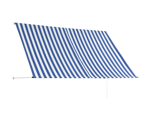 vidaXL markīze, 250x150 cm, sarullējama, zila ar baltu