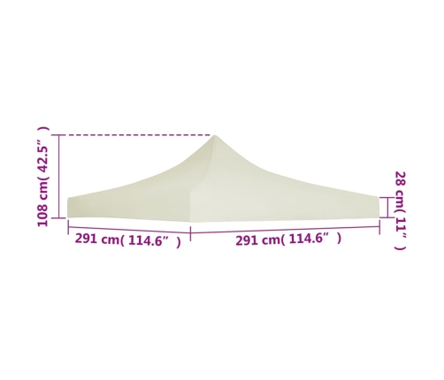 vidaXL dārza nojumes jumts, 3x3 m, krēmkrāsā