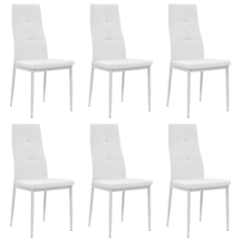 Virtuves Krēsli, 6 Gab., Balta Mākslīgā Āda Vidaxl