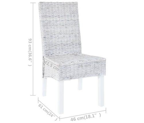 Virtuves Krēsli, 4 Gab., Balta Kubu Rotangpalma Un Mango Koks Vidaxl