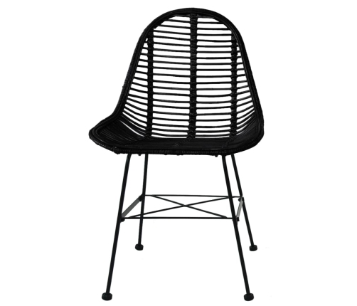 vidaXL virtuves krēsli, 6 gab., melna dabīga rotangpalma