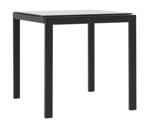 vidaXL sauļošanās zviļņi, 2 gb., ar galdu, melns PE pinums, tekstilēns