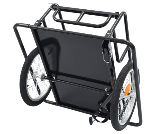 vidaXL velosipēda piekabe, 130x73x48,5 cm, melns tērauds
