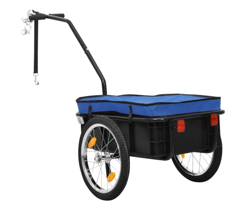 vidaXL velosipēda piekabe, 155x61x83 cm, zils tērauds