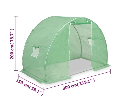 vidaXL siltumnīca, 4,5 m², 300x150x200 cm