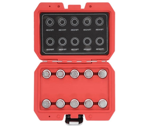 10-Daļīgs Bloķēšanas Riteņu Atslēgu Komplekts,Vw Vidaxl