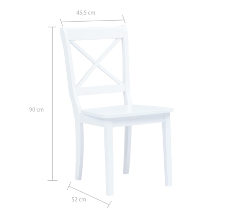 vidaXL virtuves krēsli, 4 gab., balti, masīvs gumijkoks