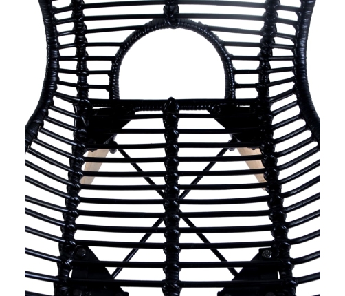 vidaXL virtuves krēsli, 6 gab., melna dabīga rotangpalma