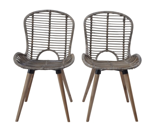 vidaXL virtuves krēsli, 6 gab., brūna dabīga rotangpalma