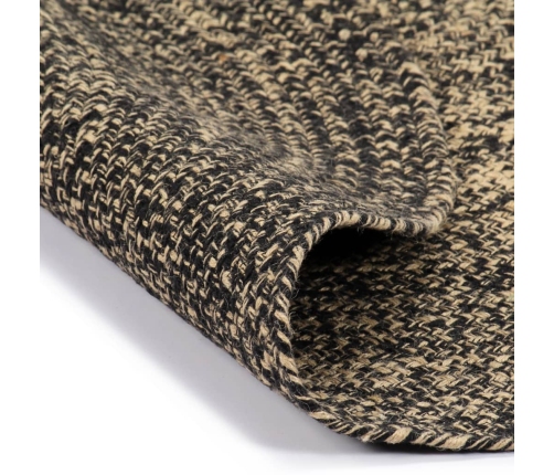 vidaXL paklājs, 150 cm, roku darbs, džuta, melns un dabīgs