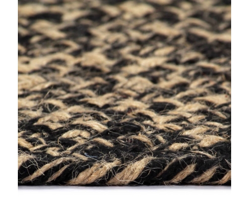 vidaXL paklājs, 150 cm, roku darbs, džuta, melns un dabīgs