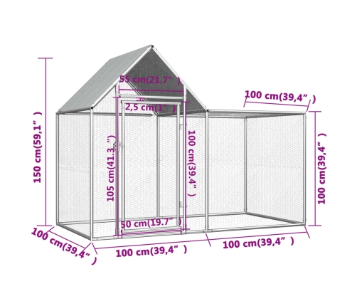 vidaXL vistu būris, 2x1x1,5 m, cinkots tērauds