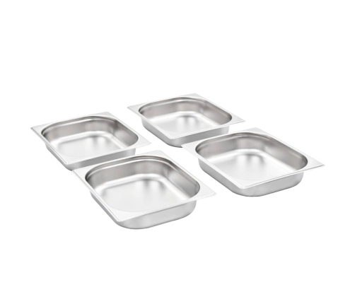 vidaXL Gastronorm trauki, 4 gab., GN 1/2, 65 mm, nerūsējošs tērauds
