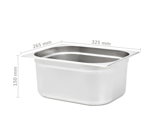 vidaXL Gastronorm trauki, 2 gab., GN 1/2, 150 mm, nerūsējošs tērauds