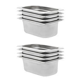 Gastronorm Trauki, 8 Gab., Gn 1/4, 100 Mm, Nerūsējošs Tērauds Vidaxl