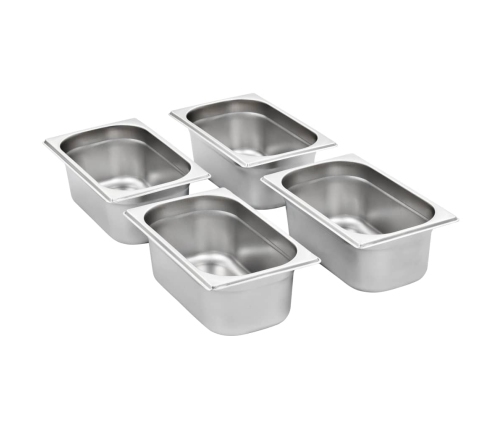 vidaXL Gastronorm trauki, 8 gab., GN 1/4, 100 mm, nerūsējošs tērauds