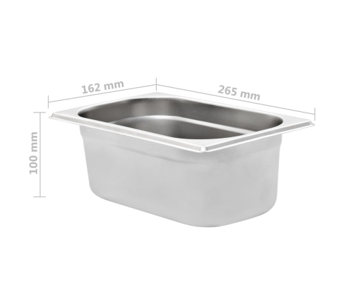 vidaXL Gastronorm trauki, 8 gab., GN 1/4, 100 mm, nerūsējošs tērauds