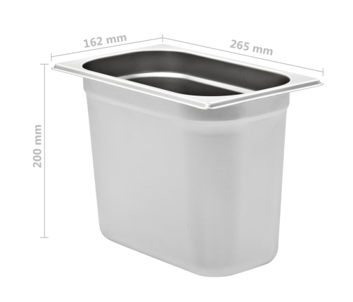 vidaXL Gastronorm trauki, 4 gab., GN 1/4, 200 mm, nerūsējošs tērauds