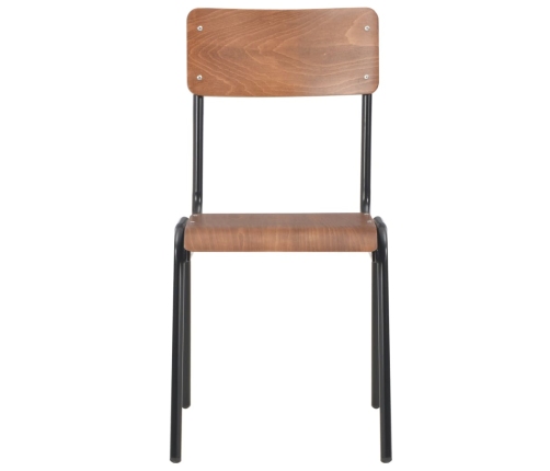 vidaXL virtuves krēsli, 4 gab., saplāksnis un tērauds, brūni