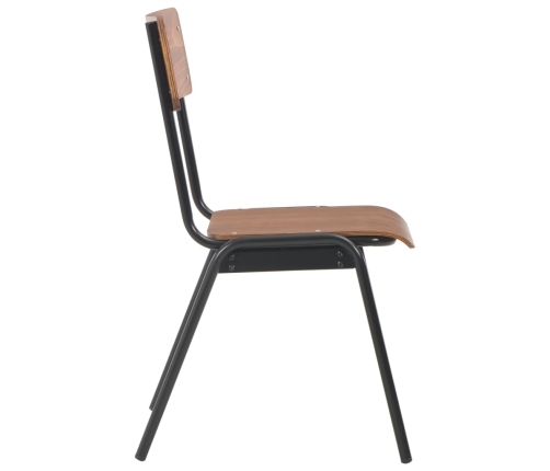 vidaXL virtuves krēsli, 4 gab., saplāksnis un tērauds, brūni