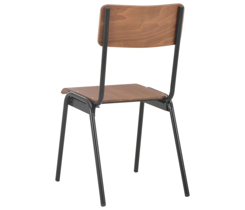 vidaXL virtuves krēsli, 4 gab., saplāksnis un tērauds, brūni