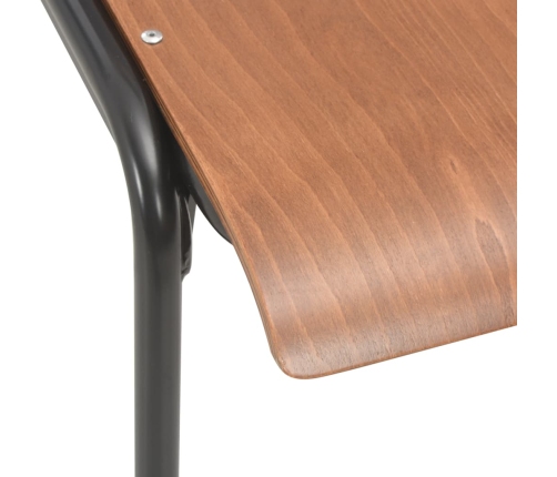 vidaXL virtuves krēsli, 4 gab., saplāksnis un tērauds, brūni