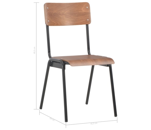 vidaXL virtuves krēsli, 4 gab., saplāksnis un tērauds, brūni