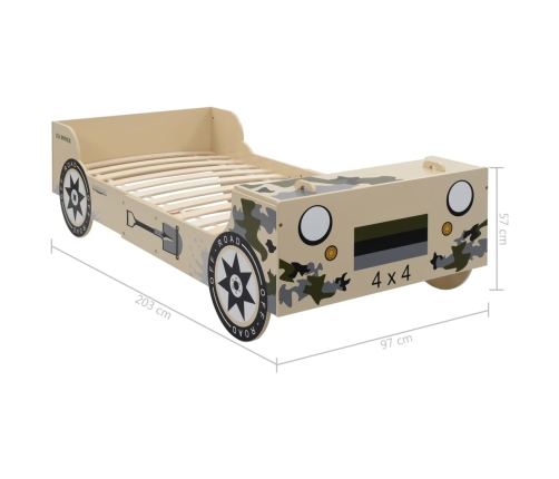 Bērnu Gulta, Apvidus Auto Dizains, 90X200 Cm, Kamuflāža Vidaxl