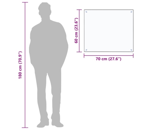 vidaXL virtuves panelis, 70x60 cm, rūdīts stikls, caurspīdīgs