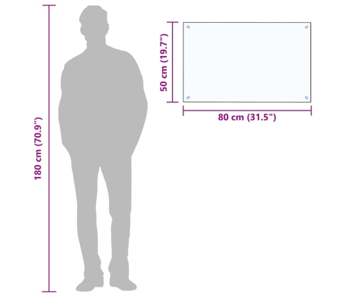 Virtuves Panelis, 80X50 Cm, Rūdīts Stikls, Caurspīdīgs Vidaxl