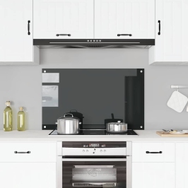 Virtuves Sienas Panelis, 100X60 Cm, Rūdīts Stikls, Melns Vidaxl