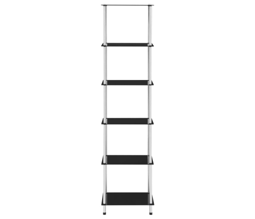 vidaXL 6-līmeņu plaukts, melns, 40x40x160 cm, rūdīts stikls