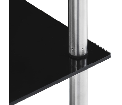 vidaXL 6-līmeņu plaukts, melns, 40x40x160 cm, rūdīts stikls