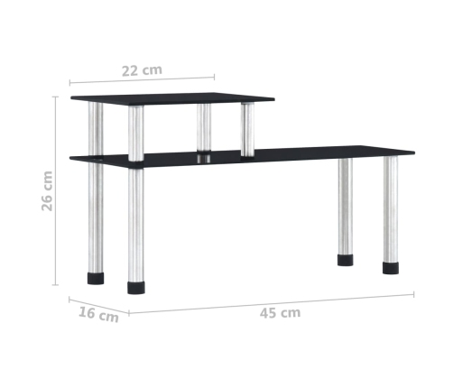 vidaXL virtuves plaukts, 45x16x26 cm, melns rūdīts stikls