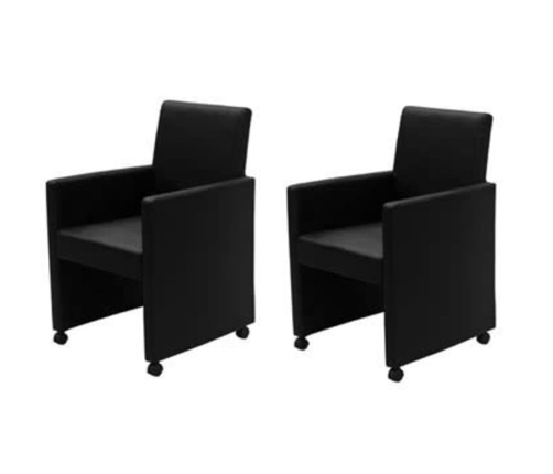 vidaXL virtuves krēsli, 2 gab., melna mākslīgā āda