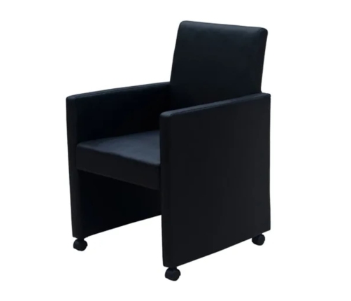 vidaXL virtuves krēsli, 2 gab., melna mākslīgā āda