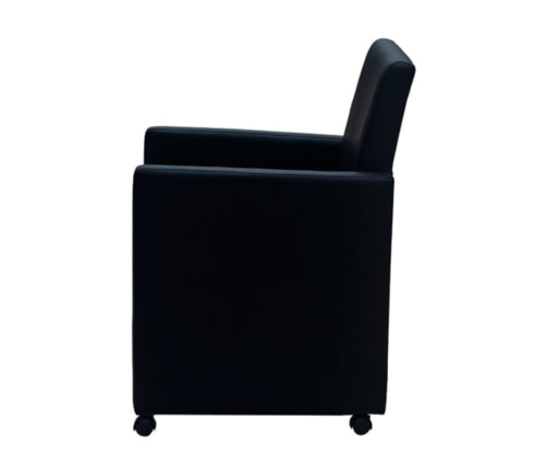 vidaXL virtuves krēsli, 2 gab., melna mākslīgā āda